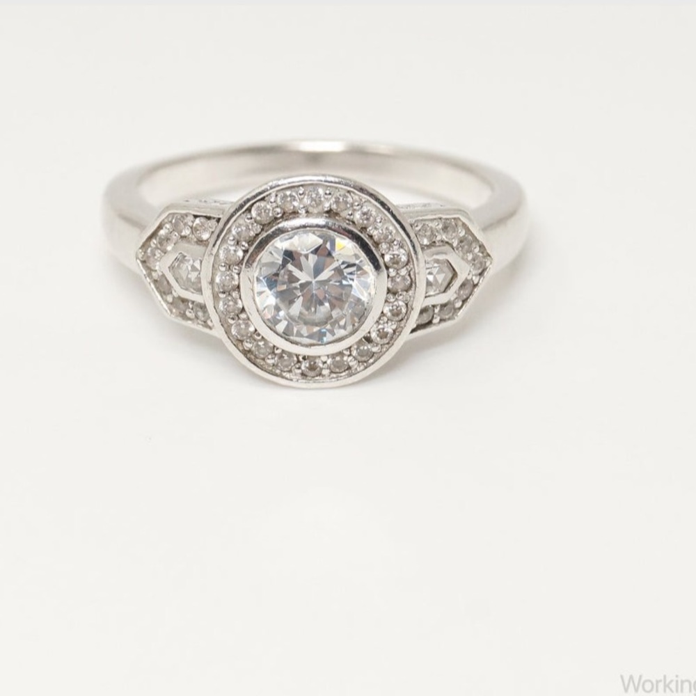Vintage Cz Sterling Silver Statement Ring - image 2